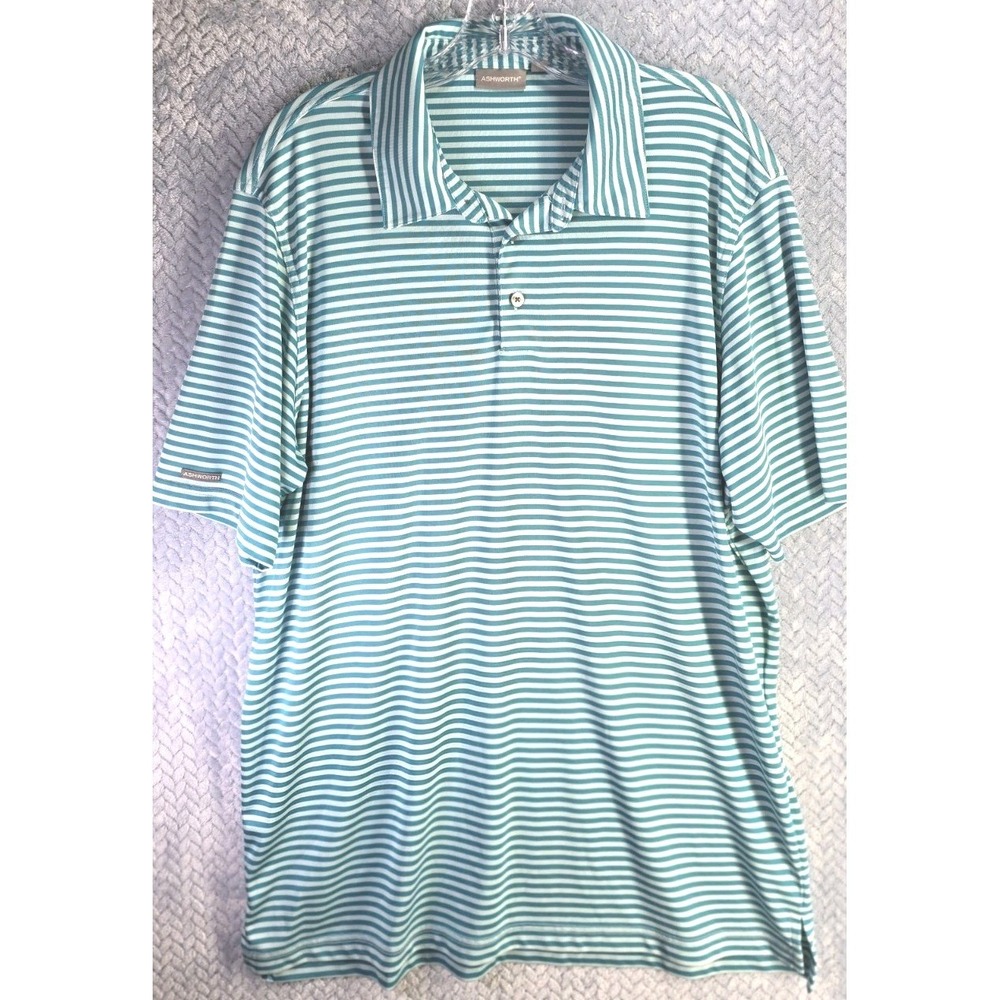 Ashworth Summer Golf Polo Mens Size XL Striped Lightweight Comfort Airy Dadcore